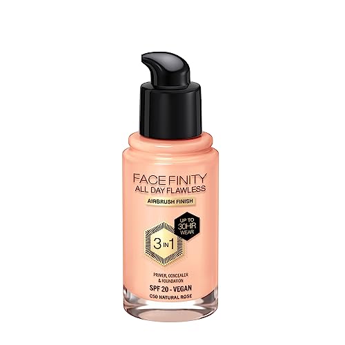 Cr?me Make-up Base Max Factor Face Finity All Day Flawless 3-in-1 Spf 20 N¨¬ C50 Natural rose 30 ml