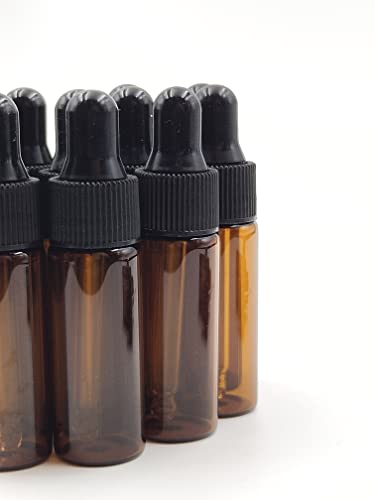 15-Pack 5ml Amber Glass Dropper Bottles for Essential Oils