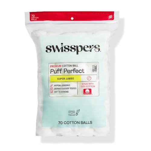 Swisspers Super Jumbo Cotton Balls - 100% Pure Cotton, 420 Ct (Pack of 6)