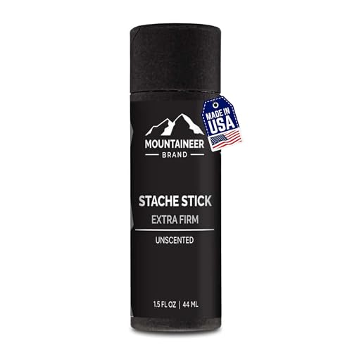 Mountaineer Brand Stache Stick | Mustache Wax for Men | 100% Natural Beeswax and Plant Based Oils | Grooming Beard Moustache Wax | Smooth, Condition, Styling Balm | Extra Firm Hold 1.5oz