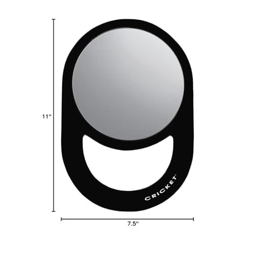 Cricket Oval Styling Hand Mirror - Lightweight Handheld Mirror with Ergonomic Handle, Clear Reflection for Haircuts and Styling, Barber Salon and Hair Stylist Tool, 6.75" x 6.75" - Black