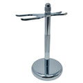 G.B.S Chrome Brush and Razor Stand - Textured Chrome Shaving Stand, ? Stylish and Unbreakable Stand Best for Your Bathroom Everyday Grooming, Fits Most 3 and 5 Blade Razors Double Edge Safety Razors and Shaving Brush Stand