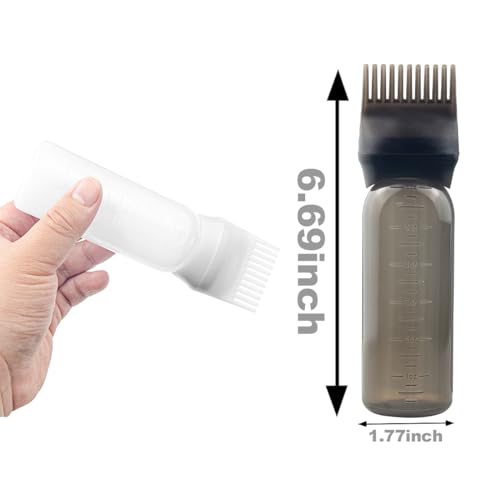 ZGQHZR 4 PCS Root Comb Applicator Bottle,Hair Oiling Applicator,Hair Oil Applicator Bottle for Hair Dye Shampoos Hair Salons.6oz (2black+2white)