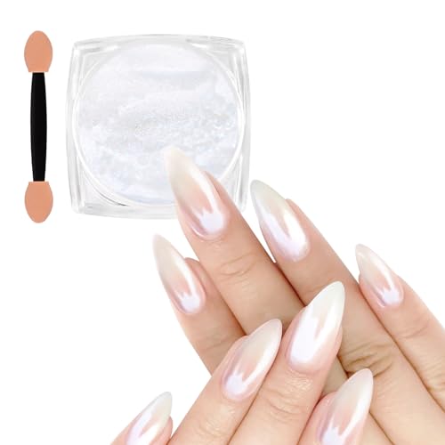Allstarry Pearl Chrome Nail Powder - Iridescent Aurora White - A-Pearl Variation