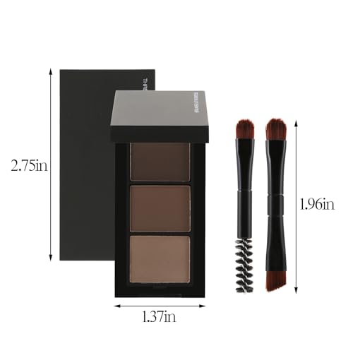 3-Color Eyebrow Powder Kit with Brushes & Mirror