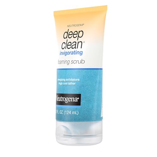 Neutrogena Deep Clean Invigorating Foaming Facial Scrub with Glycerin, Cooling & Exfoliating Gel Face Wash to Remove Dirt, Oil & Makeup, 4.2 fl. oz