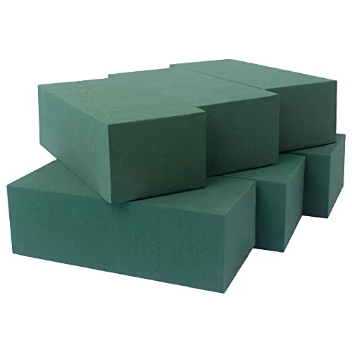 FLOFARE Pack of 6 Dry and Wet Floral Foam Blocks for Fresh and Artificial Flowers, Each (7.8” L x 3.5” W x 2.4” H), for Wedding, Birthdays, Home, Office, and Garden Decorations