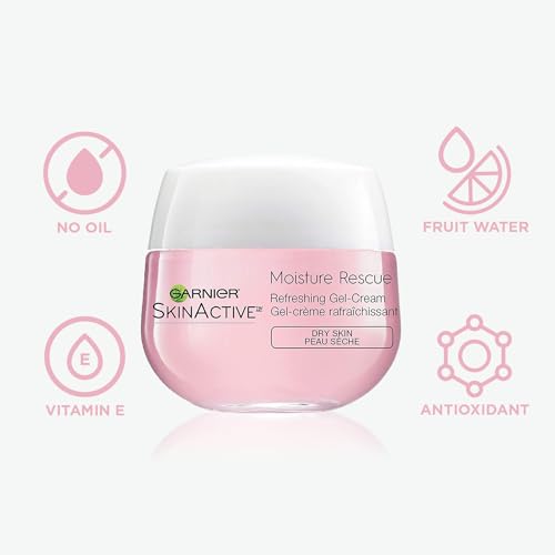 Garnier Moisture Rescue Refreshing Gel-Cream for Dry Skin, Oil-Free, 1.7 Oz (50g), 2 Count (Packaging May Vary)
