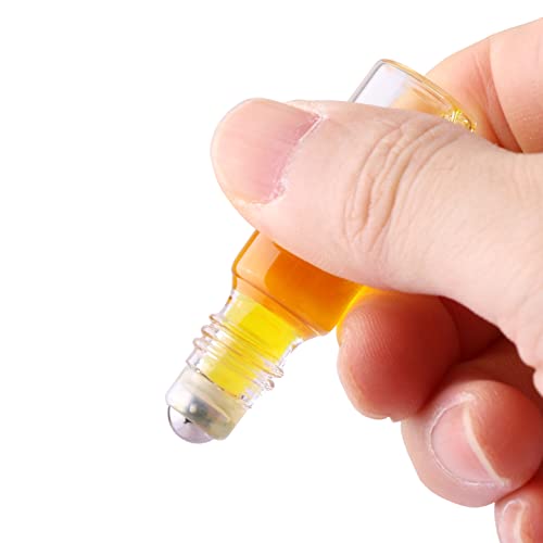 24 Pack Refillable 5ml Glass Roller Bottles for Essential Oils & Perfume - Clear with Stainless Steel Rollers, Caps, Funnels & Droppers