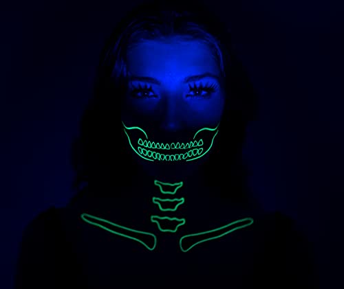 Neon Skull Face Temporary Tattoo - Glow in the Dark, Waterproof