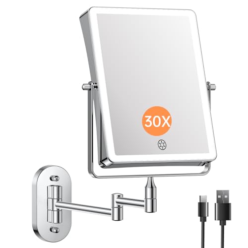 FASCINATE 8.7-inch Rechargeable Wall Mount Makeup Mirror Chrome B