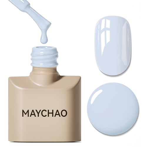 MAYCHAO Baby Blue Gel Nail Polish - Long Lasting Soak Off UV LED Gel, 15ml