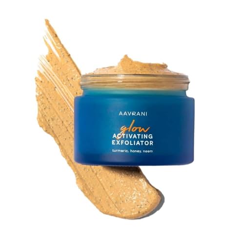 AAVRANI Glow Activating Exfoliator ? Stain-Free Turmeric Face Mask with Aloe, JoJoba, Shea, Lavender and Neem ? Exfoliating Clay Mask for Acne, Dark Spots, and Deep Pore Cleansing, 1.7 Fl Oz (New)