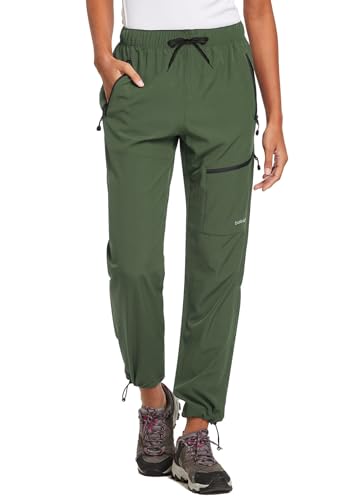 BALEAF Women's Petite Hiking Pants Lightweight Quick Dry Water Resistant Cargo Pants 27'' Inseam for All Seasons Suntan Size S