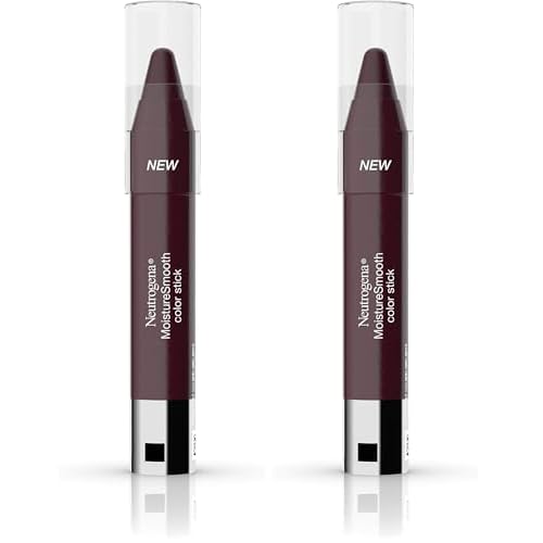 Neutrogena MoistureSmooth Color Stick for Lips, Moisturizing and Conditioning Lipstick with a Balm-Like Formula, Nourishing Shea Butter and Fruit Extracts, 180 Deep Plum, .011 oz (Pack of 2)