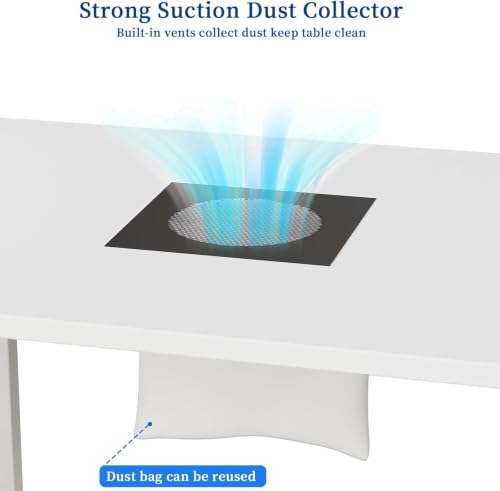 Nail Table with Dust Collector & Storage - Nail Desk for Salon