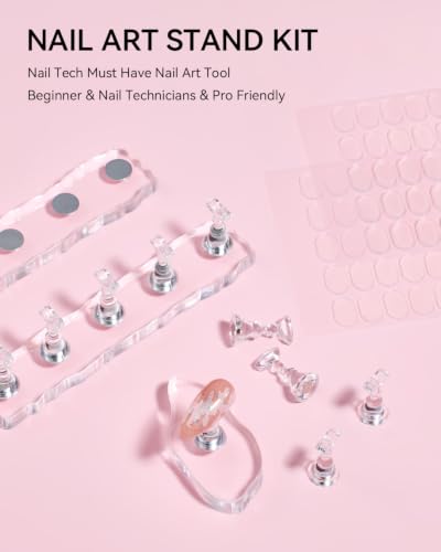 Makartt Press On Nail Stand Set - 10 Magnetic Holders & 2 Bases