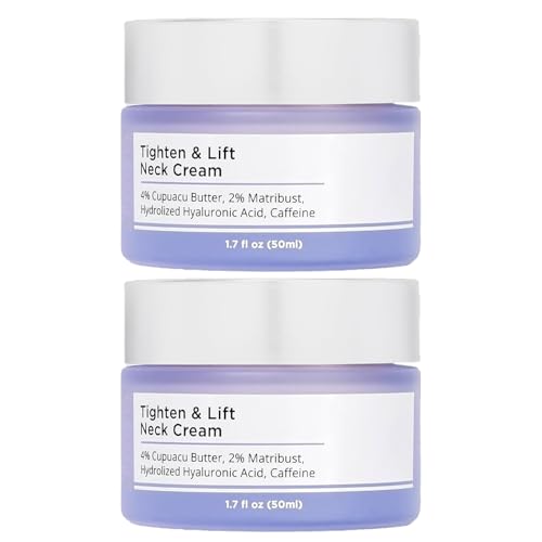 Tighten & Lift Neck Cream with 4% Cupuacu Butter, 2% Matribust, Hydrolized Hyaluronic Acid, Caffeine, 1.7 fl oz, 2 Pack