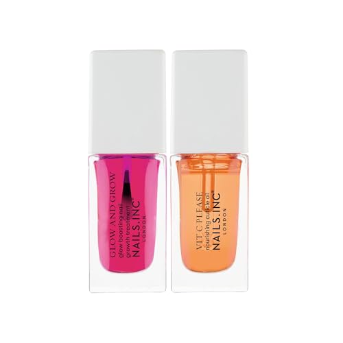Nails Inc Mini Nail Care Duo - Glow & Grow Treatment & Cuticle Oil Set