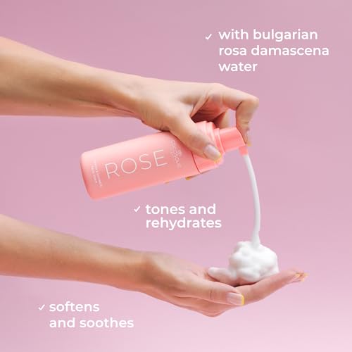 COCOSOLIS Rose Clean & Hydrate Face Foam Deep Pore Facial Cleansing Foam with Moisturising Hyaluronic Acid and Glycerine