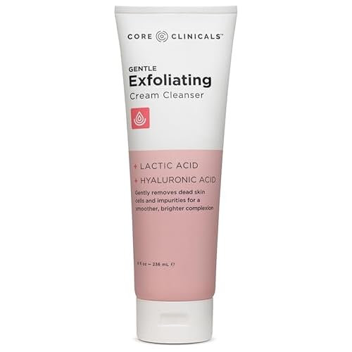 Gentle Exfoliating Cream Cleanser ? Lactic Acid & Hyaluronic Acid | Removes Impurities, Smooths & Hydrates | Made in USA & Cruelty Free (8 Fl Oz)
