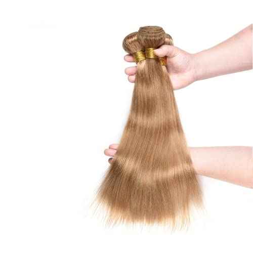 Honey Blonde Bundles Human Hair Color #27 Straight Bundles 22 24 26 Inch Double Weft Weave Extensions Hair Unprocessed Brazilian Virgin Hair