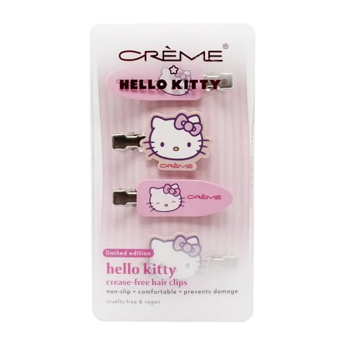 The Cr?me Shop X Hello Kitty Hair Clips - Crease-Free, Comfortable, Teeth-Free Design, Prevents Hair Damage, Cruelty-Free, Vegan, Limited Edition (Pack of 4)