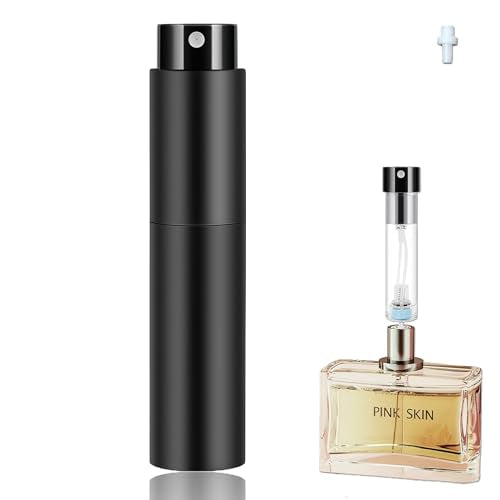 Black Travel Refillable Perfume Bottle 5ml No Funnel Pump Compact