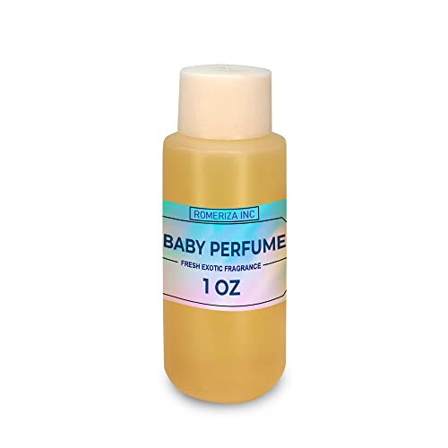 ROMERIZA INC. Baby Essential Fragrance Body Oil - luxury Unisex Body Oil - Perfume Scented Oils - Adorable Smell of Baby Perfume –Long Lasting Baby Scented Body Oil - 1 Fl Oz