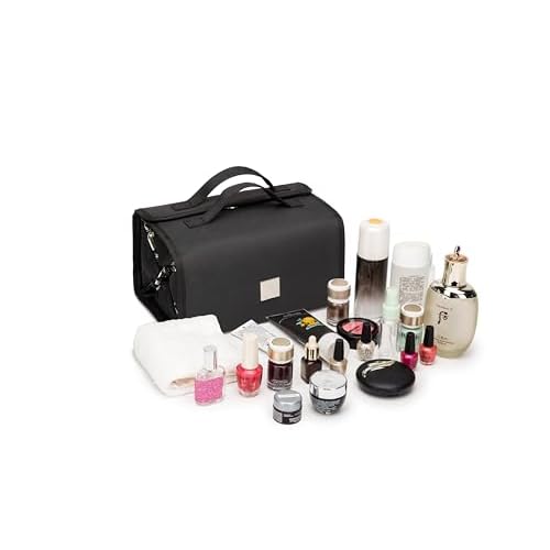 ROYALFAIR Roll Up Makeup Bag, Travel Toiletry Bag for Women with 4 Clear TSA Approved Pouches, Hanging Travel Organizer, Folding Cosmetic Bag for Men and Women