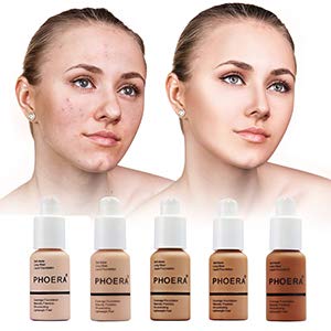 PHOERA Foundation,Flawless Soft Matte Oil Control Liquid Foundation Full Coverage Face Makeup. (102# Nude)