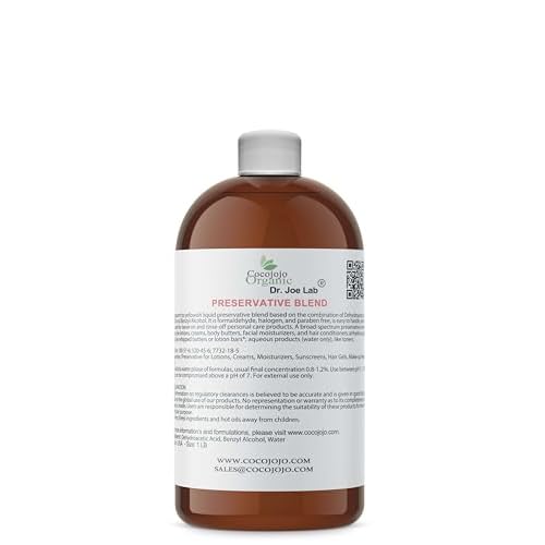 Dr Joe Lab Cosmetic Preservative Blend Dehydroacetic Acid & Benzyl Alcohol - DIY Skin Care Lotion Making Cream Makeup Remover Oil-In-Water Butter Moisturizer Wash Conditioner Formulas (16 oz)