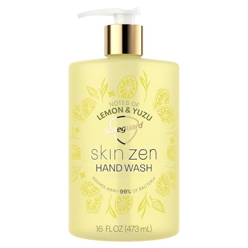Safeguard Liquid Hand Soap, Skin Zen, Washes Away 99% Bacteria, Made with Natural Moisturizers & 2X Skin Conditioners, Safeguarding Families, PH Balanced Formula, Lemon & Yuzu Scent, 16 oz
