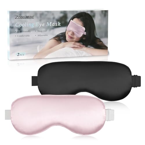 Cooling Gel Eye Mask for Sleep & Migraine Relief, Reusable Silk & Cold Compress for Eyes, Puffiness & Dark Circles, 2 Pack