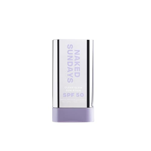 Naked Sundays SPF 50 Clear Glow Sun Stick ? Invisible, Unscented Face & Body Sunscreen for All Skin Types | Broad Spectrum, Quick & Easy Application, Travel-Friendly, 19g
