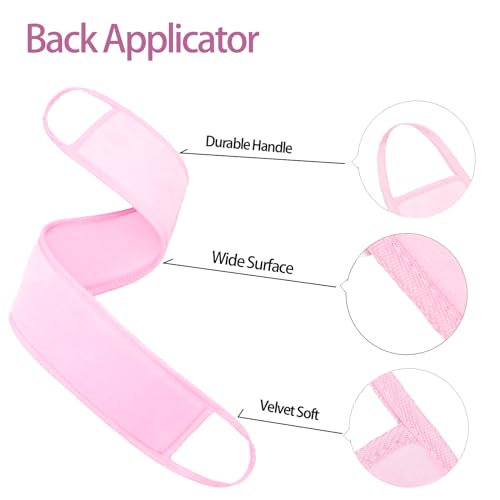 UNIMEIX 4 Pack Self Tanning Mitt Applicator Kit Self Tan Back Applicator with Self Tanning Glove for Self Tan Glove and Sunscreen Brush Kit (Pink)