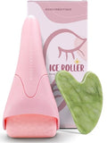 Ice Roller & Gua Sha Facial Tool Set - Face Massager for Wrinkles & Puffiness