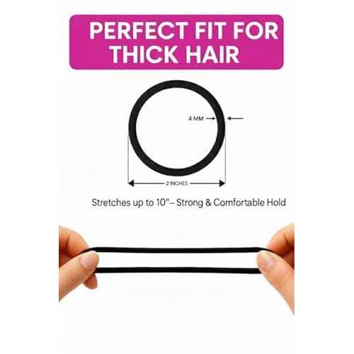 Black Hair Ties for Thick Hair ? 30-Pack, 4mm Nylon Elastic, No Metal, No Damage ? Perfect for Curly, Straight, Short & Long Hair