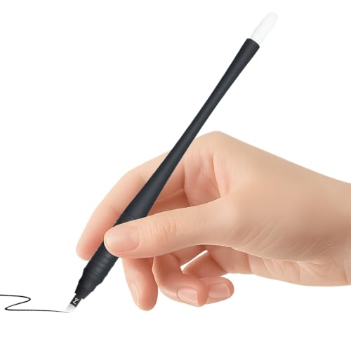 Mellie's Signature Microblading Eyebrow Pen (Pack of 10) - Disposable Microblading Pen with Sterilized Blade, Comfortable Rubber Grip and Pigment Sponge for Flawless Bro (U18.18mm, Black)