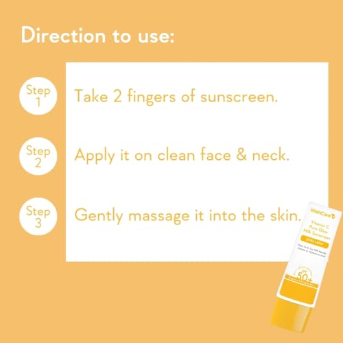 WishCare Vitamin C Sunscreen SPF 50 PA++++ | Pure Glow Milk | Oil Free | No White Cast | 50g