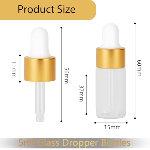 36-Piece 5ml Glass Dropper Bottles with Gold Caps
