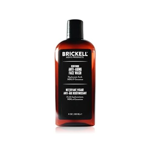Brickell Men's Redefining Anti-Aging Face Wash For Men, Natural and Organic, Foaming Gel Face Wash Firms & Plumps Skin to Reduce Signs of Aging (Scented, 4 oz)