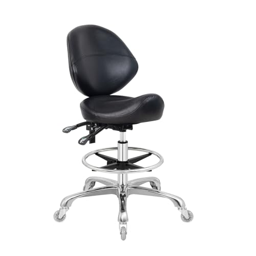 Saddle Stool Chair with Wheels - Ergonomic Height Adjustable