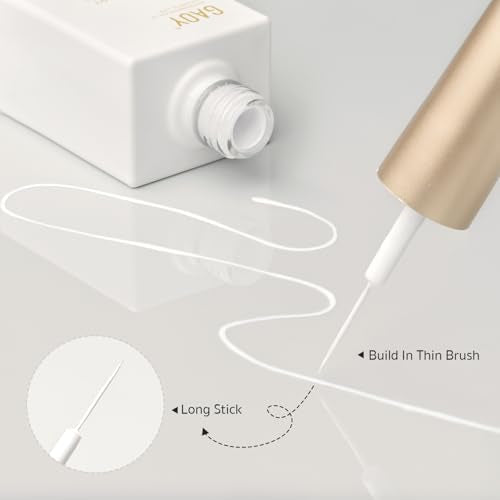 GAOY White Gel Nail Polish Liner with Thin Brush for French Tip Art - 12ml