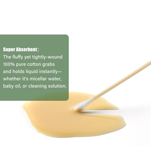 500 Count Biodegradable Cotton Swabs with Bamboo Sticks