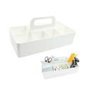 New Plastic Portable Makeup Organizer Caddy Tote Divided Basket Bin with Handle, DIY Divider, 8 Compartments - Office Supplies Organizer -White
