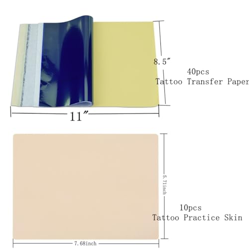 Tattoo Practice Skin Kit 50pc with Transfer Paper