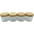 Frosted Glass Cosmetic Jar 4 Pack 6.7oz with Bamboo Lids