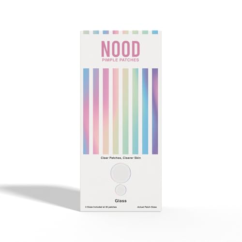 NOOD Pimple Patch in Glass - Medical Grade Hydrocolloid Pimple Patches for Treating Pimples and Zits, Breathable Patch for Face and Skin (15 Medium and 15 Small Patches)