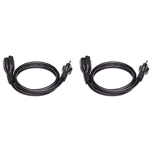 Amazon Basics Power Extension Cord, 3 Feet, 13 Amps, 125V, Black - Pack of 2